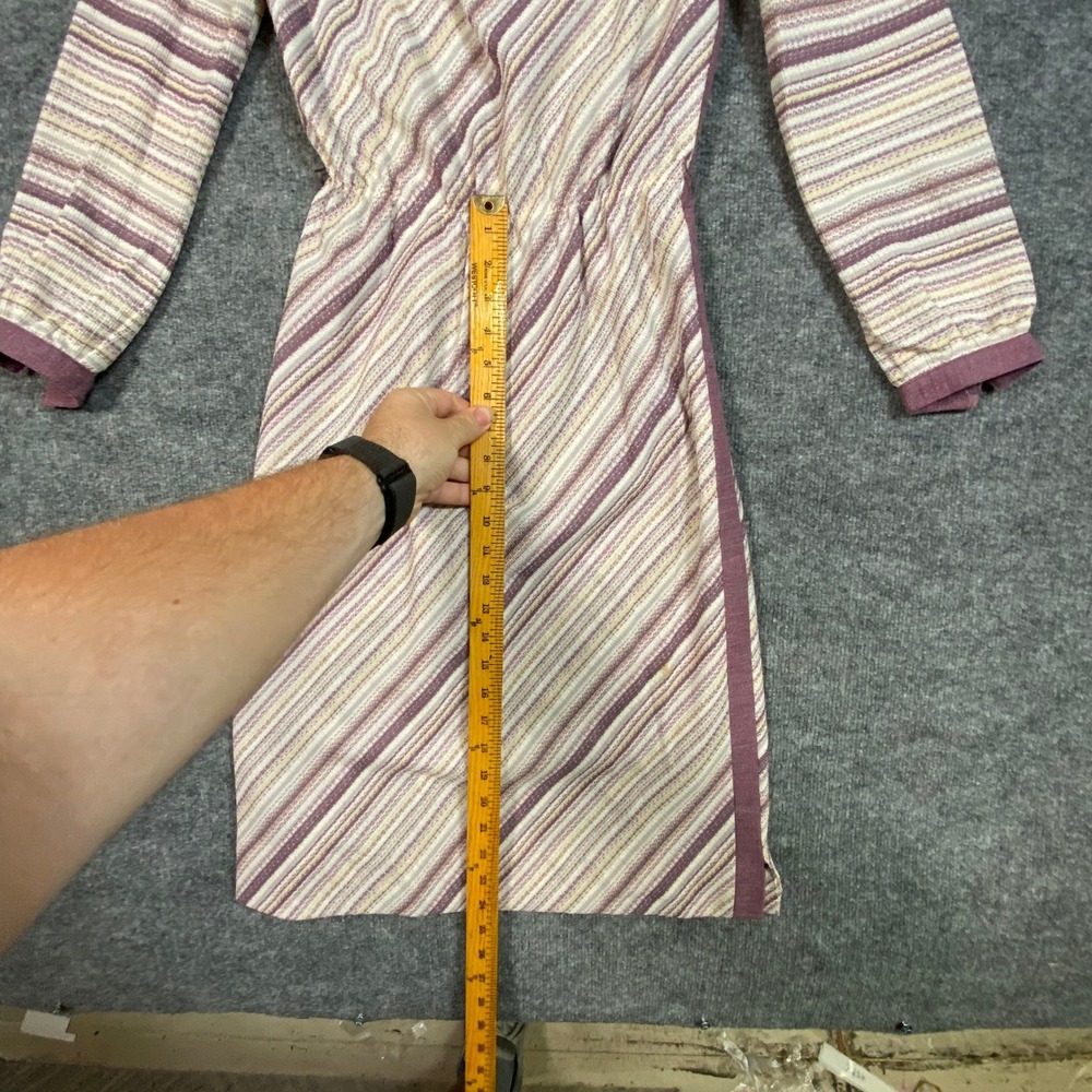 Vintage 70s Purple Diagonal Stripe Knit Midi Dress Long Sleeve Talon Zipper - Picture 7 of 12